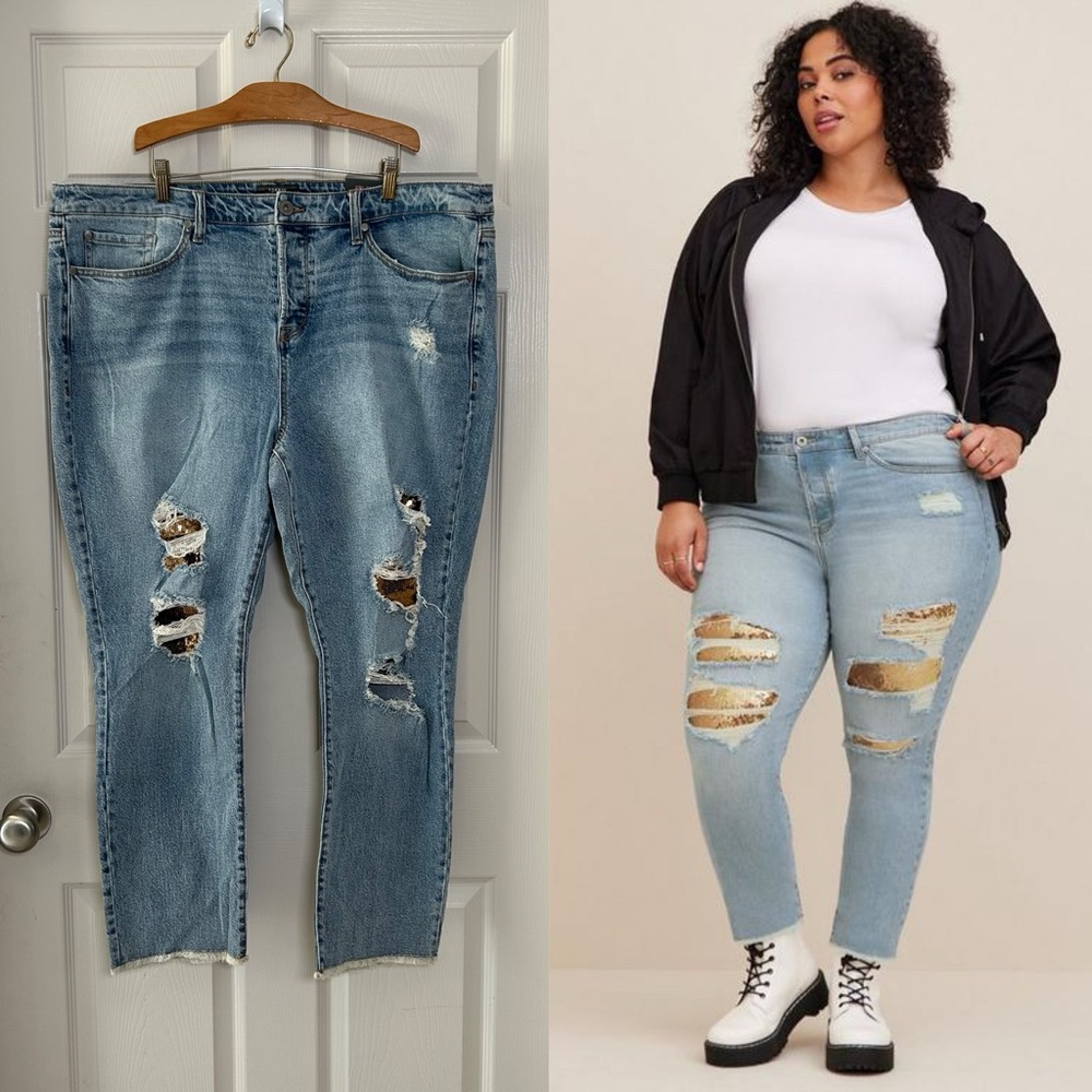 Torrid High-Rise Straight Vintage Stretch Sequin Backed Jean Size 18